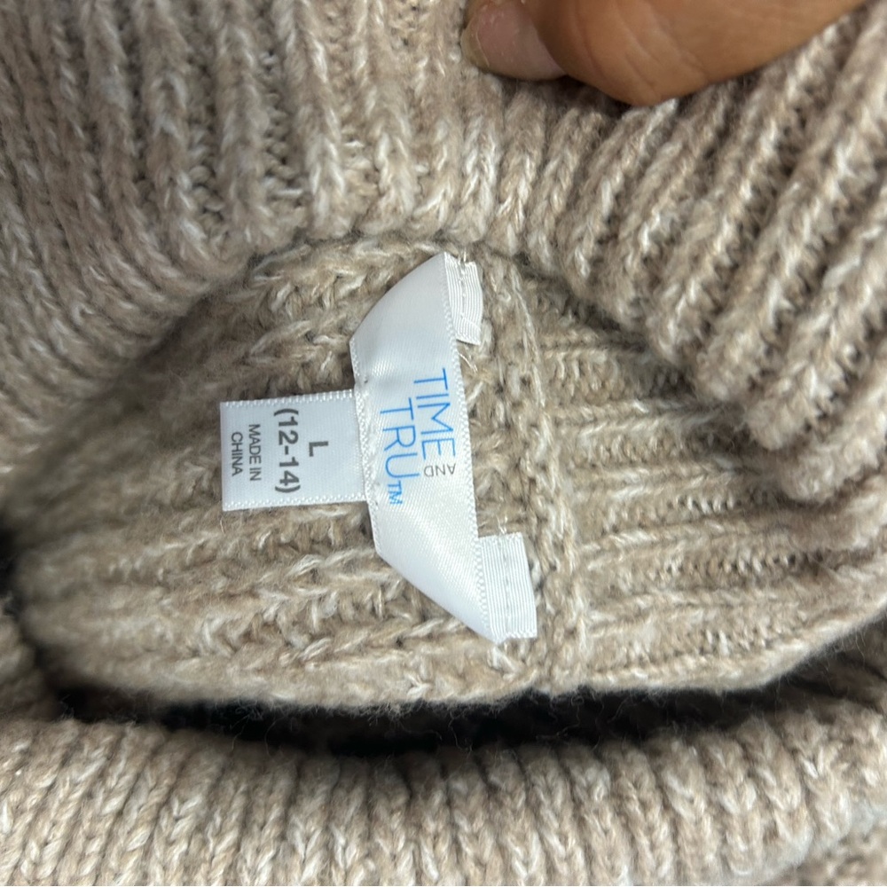 Time and Tru Beige Cowl Neck Sweater